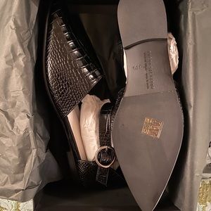 COPY - Freda Salvador Sloan Flat Black Croc Size 10.5